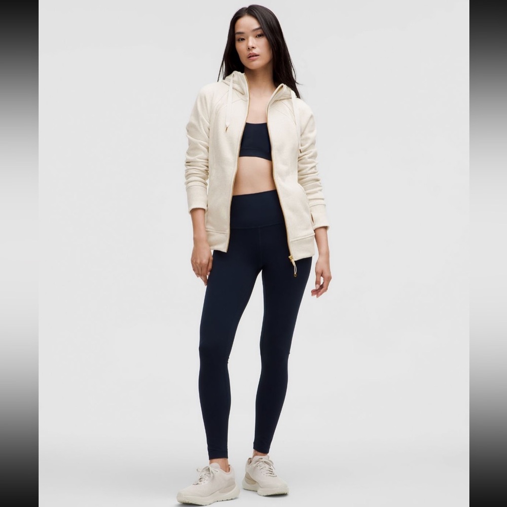 Lululemon Scuba full zip hoodie plush. Heathered Bone with gold zipper. Size 4. - Picture 6 of 16